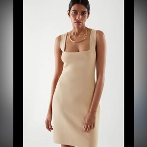 COS Square Neck Tube Dress in Beige knit classic 90s classic spring party formal